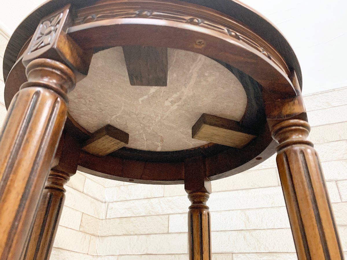 引取限定】大理石天板 サイドテーブル 丸テーブル 大理石トップ