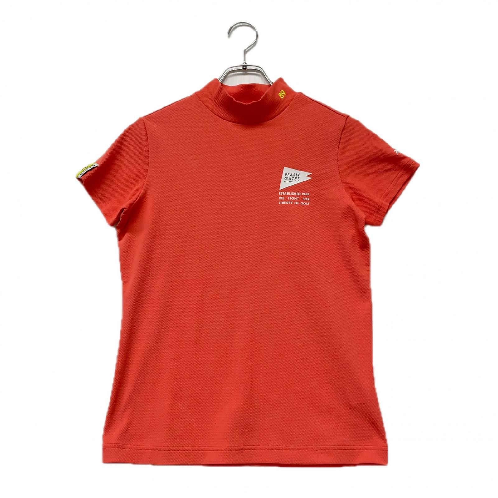 レディース パーリーゲイツ PEARLY GATES 半袖シャツ 0 S サーモンピンク モックネック シアサッカーバーズアイ