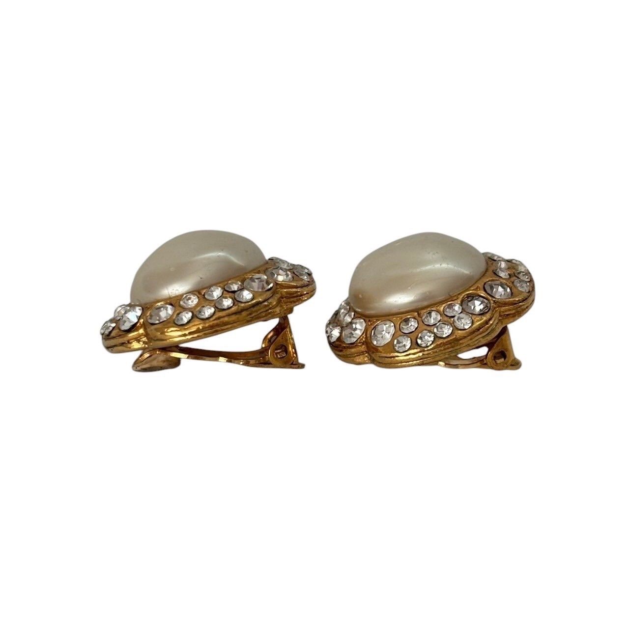 CHANEL シャネル イヤリング 金 アクセサリー ジュエリー 小物 パール ラインストーン GP レディース