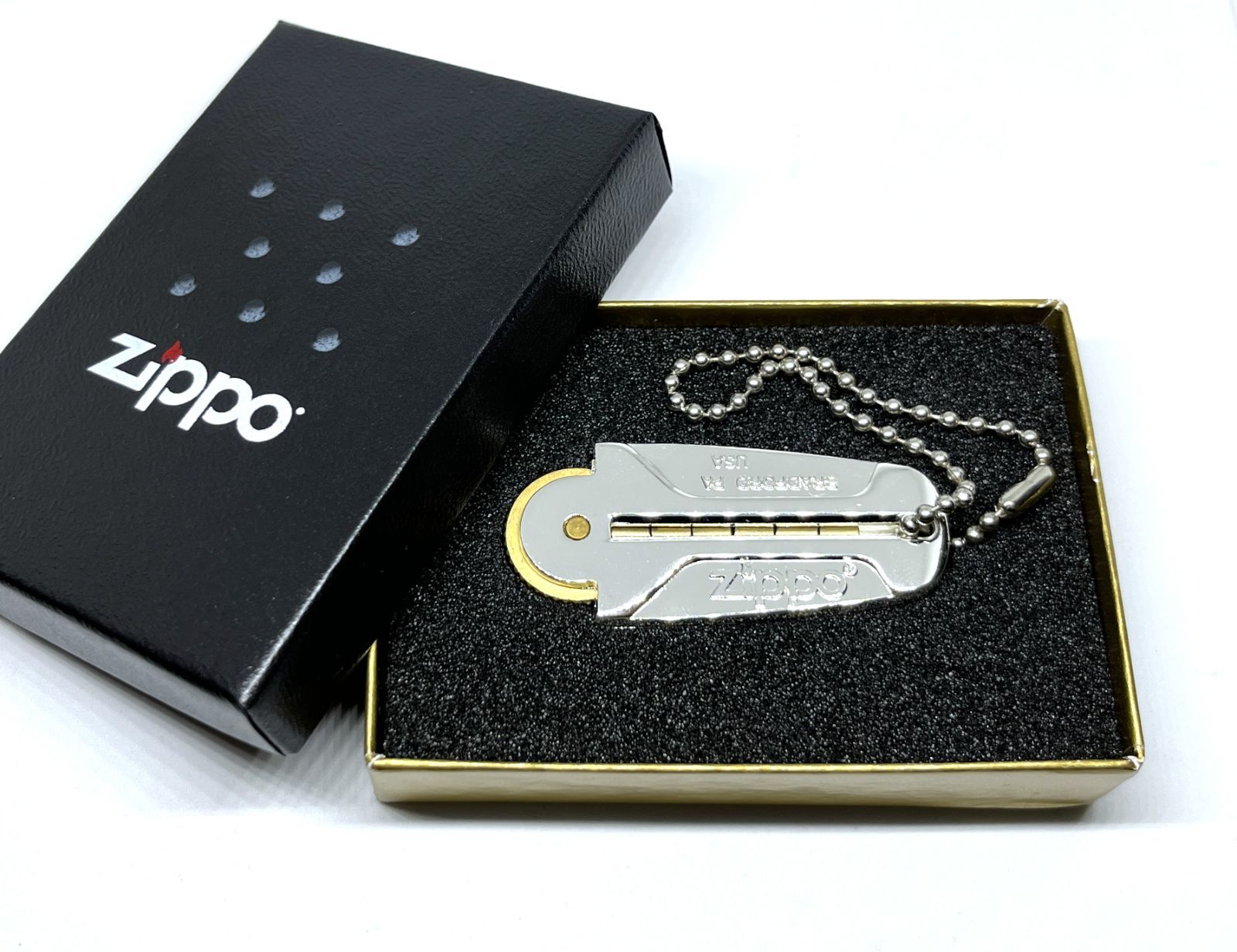 Zippo｜ジッポー メタルフリントケース キーホルダー ゴールドギア