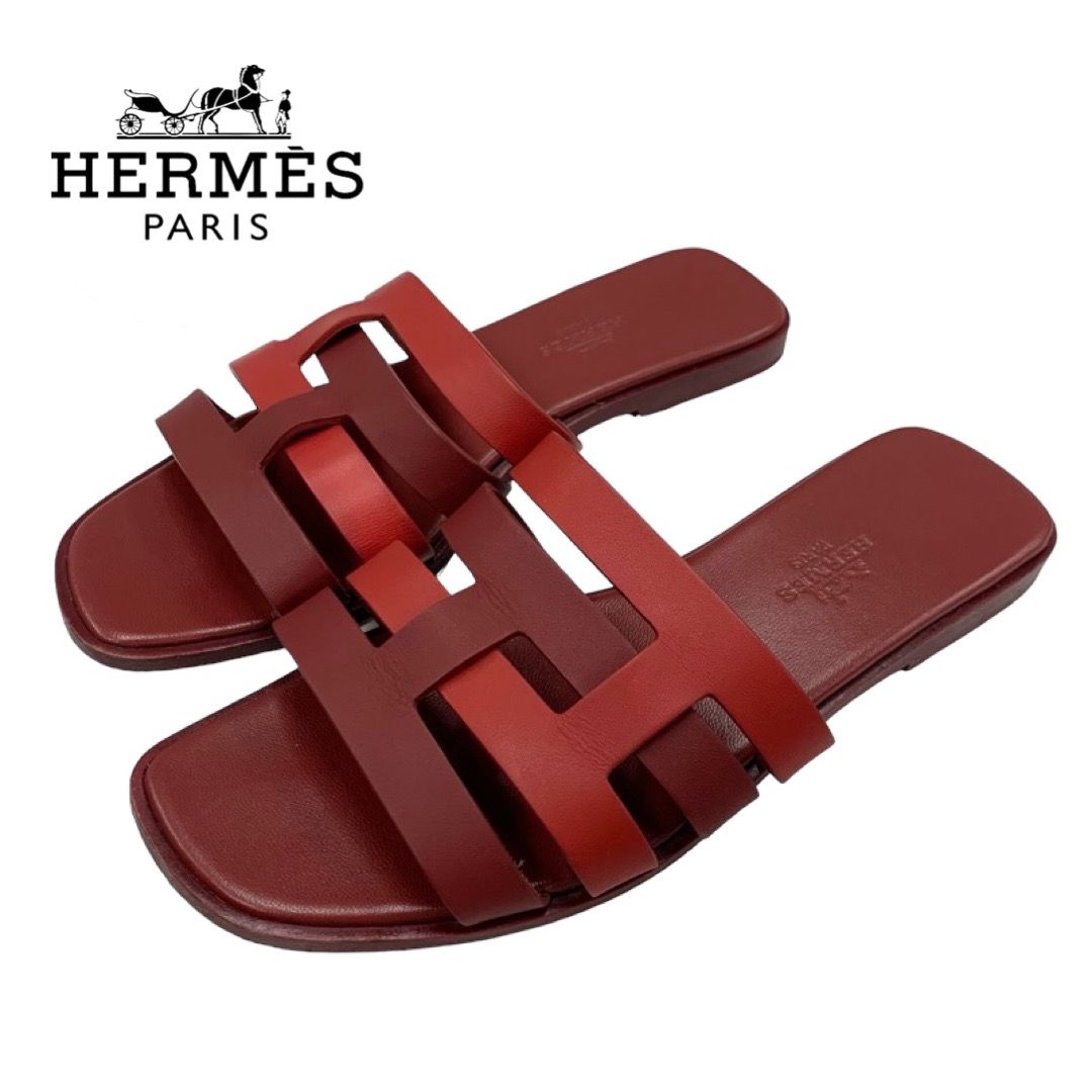 エルメス HERMES アミカ サンダル 靴 シューズ レザー ワインレッド 