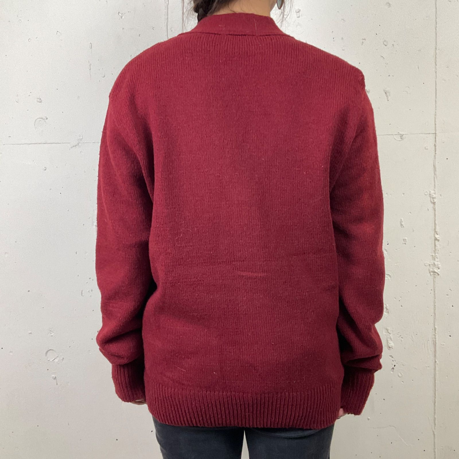 60年代 60s CALVERT MILLS 無地 レタード ニット カーディガン 古着 