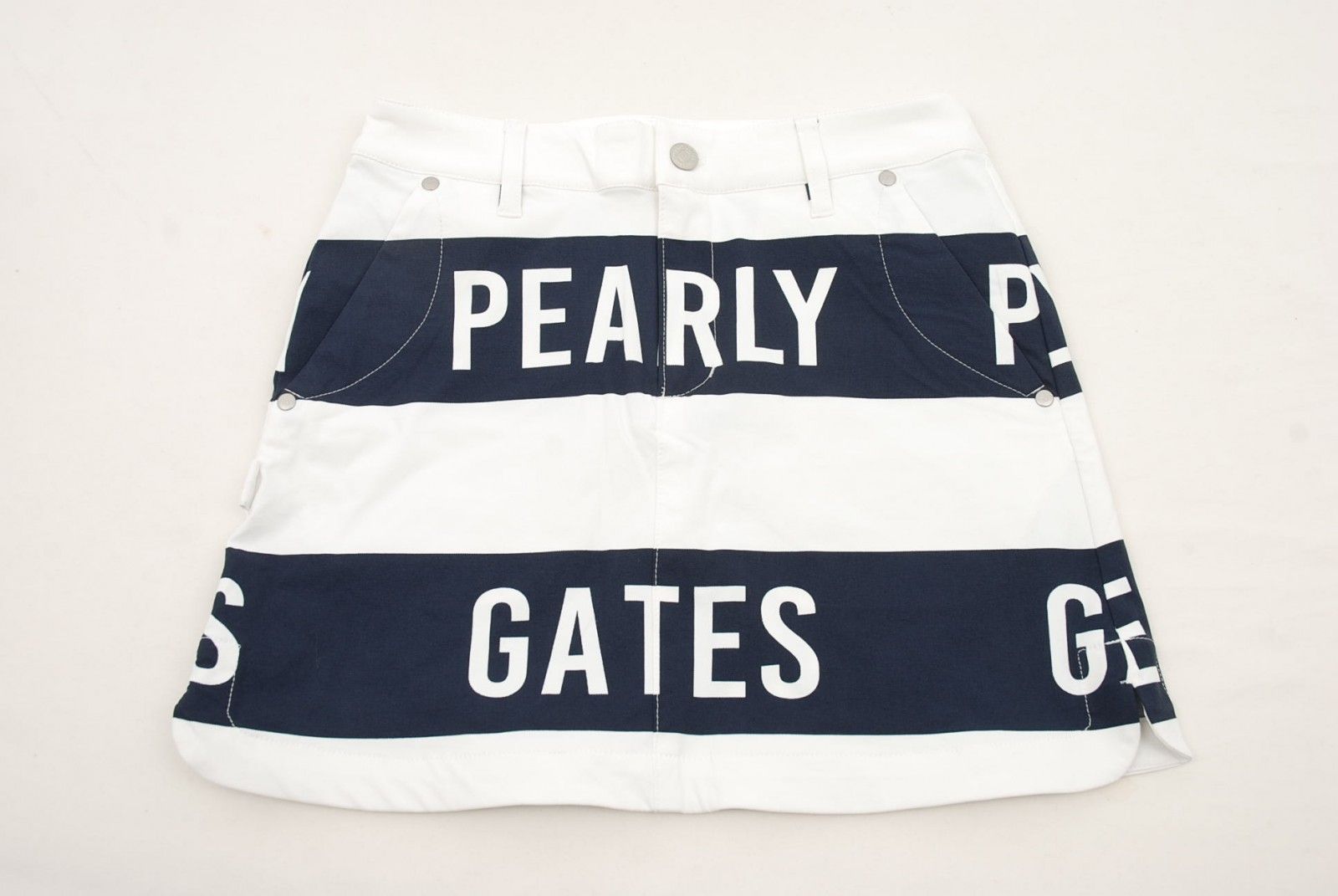 ◆PEARY GATES パーリーゲイツ　ロゴ　スカート　新品　1◆ 美品 パーリーゲイツ スカート ウール 毛 千鳥柄 ブラック オフ