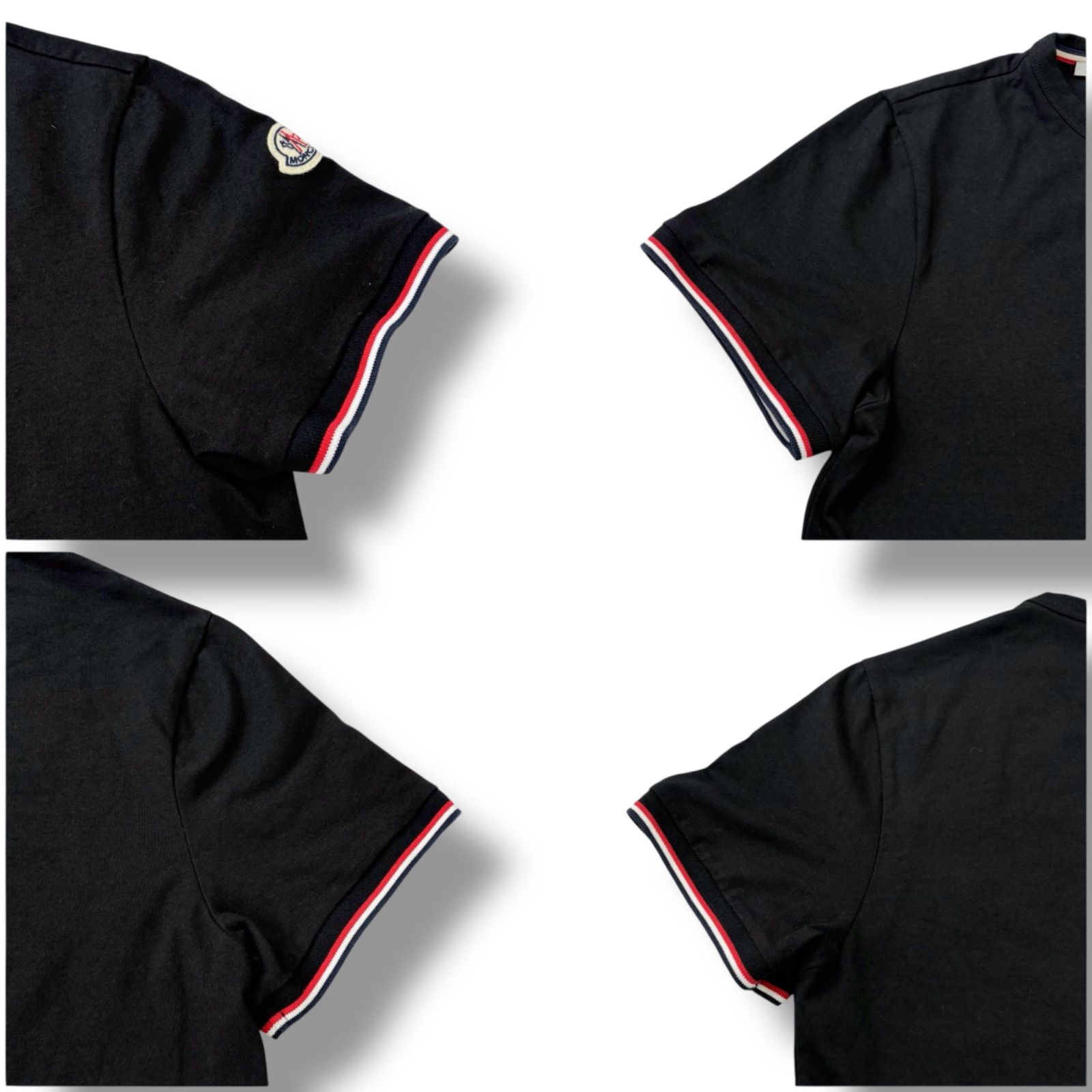 MONCLER スリムフィット ブラック ポロシャツ S モンクレール　美品 MONCLER モンクレール Tシャツ 半袖 XS ポロシャツ ブラック