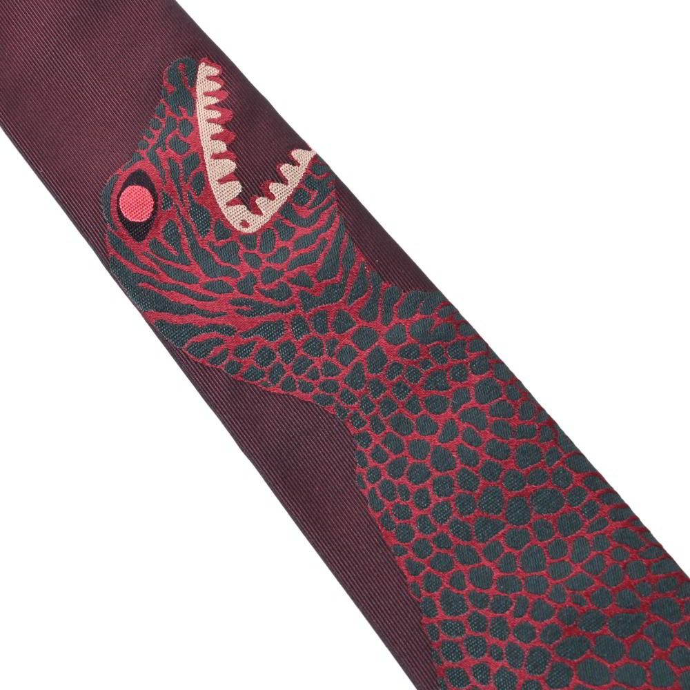 Paul Smith イタリア製 恐竜柄 シルク ネクタイ ONE SIZE ボルドー