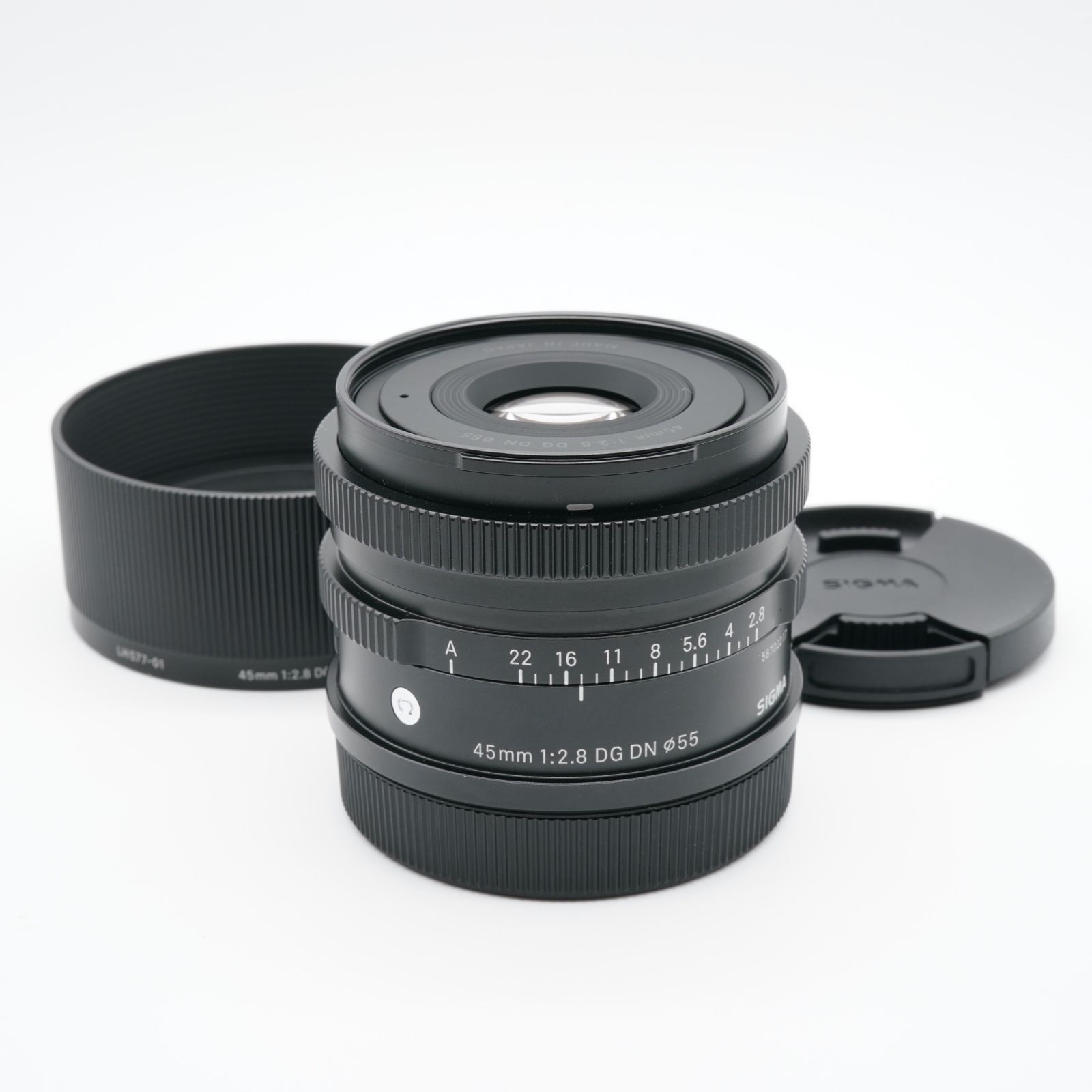 ほぼ SIGMA シグマ 45mm F2.8 DG DN Contemporary Lマウント あると嬉しい純正フード付