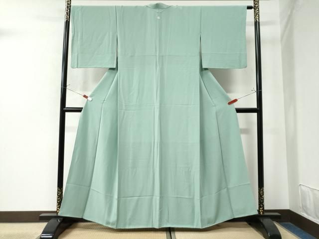 平和屋着物●上質な色無地 薄萌葱色 正絹 CAAW8505yc