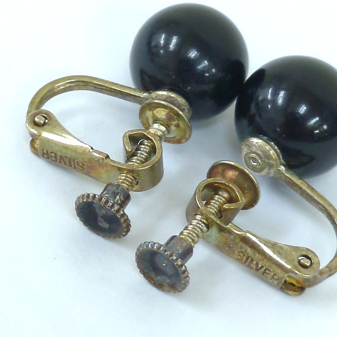 10mm珠 ジェット ネックレス イヤリング セット コプコ - メルカリ