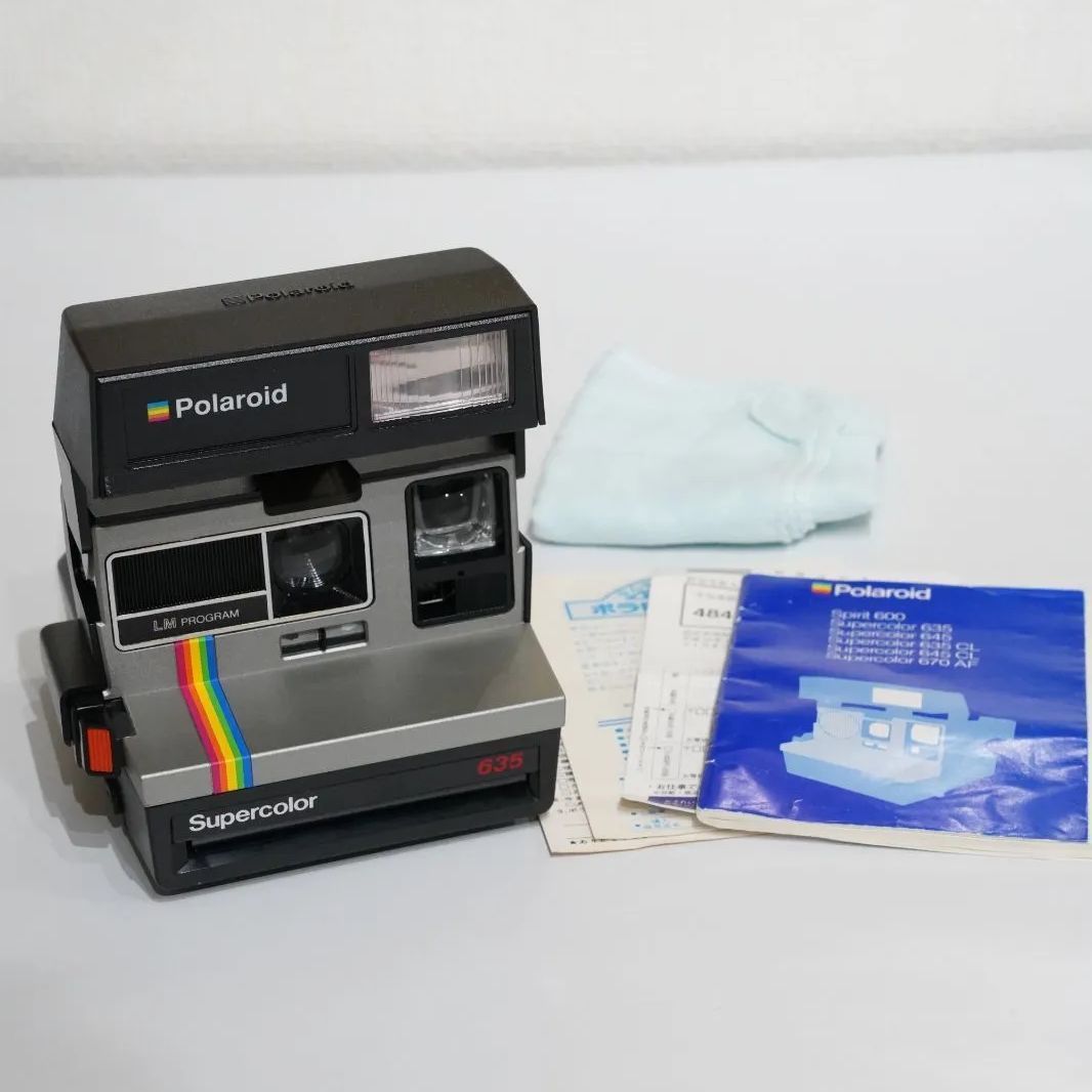 Polaroid Supercolor 635 ポラロイドカメラ レインボーストライプ 動作 済み 付属書類あり