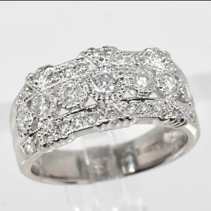 ダイヤ リング ダイヤモンド 0.75 プラチナリング Pt900 指輪 幅広