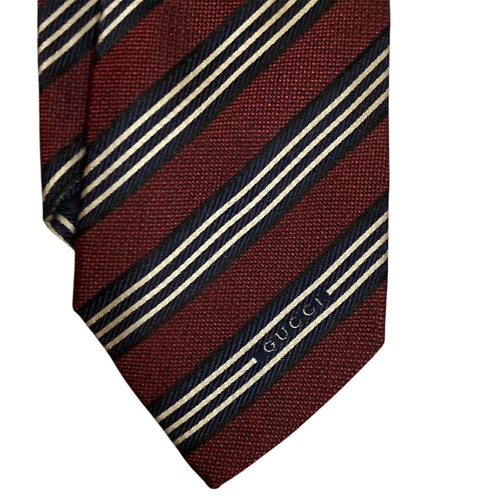 新品同様 GUCCI グッチ レジメンタルストライプ シルク100