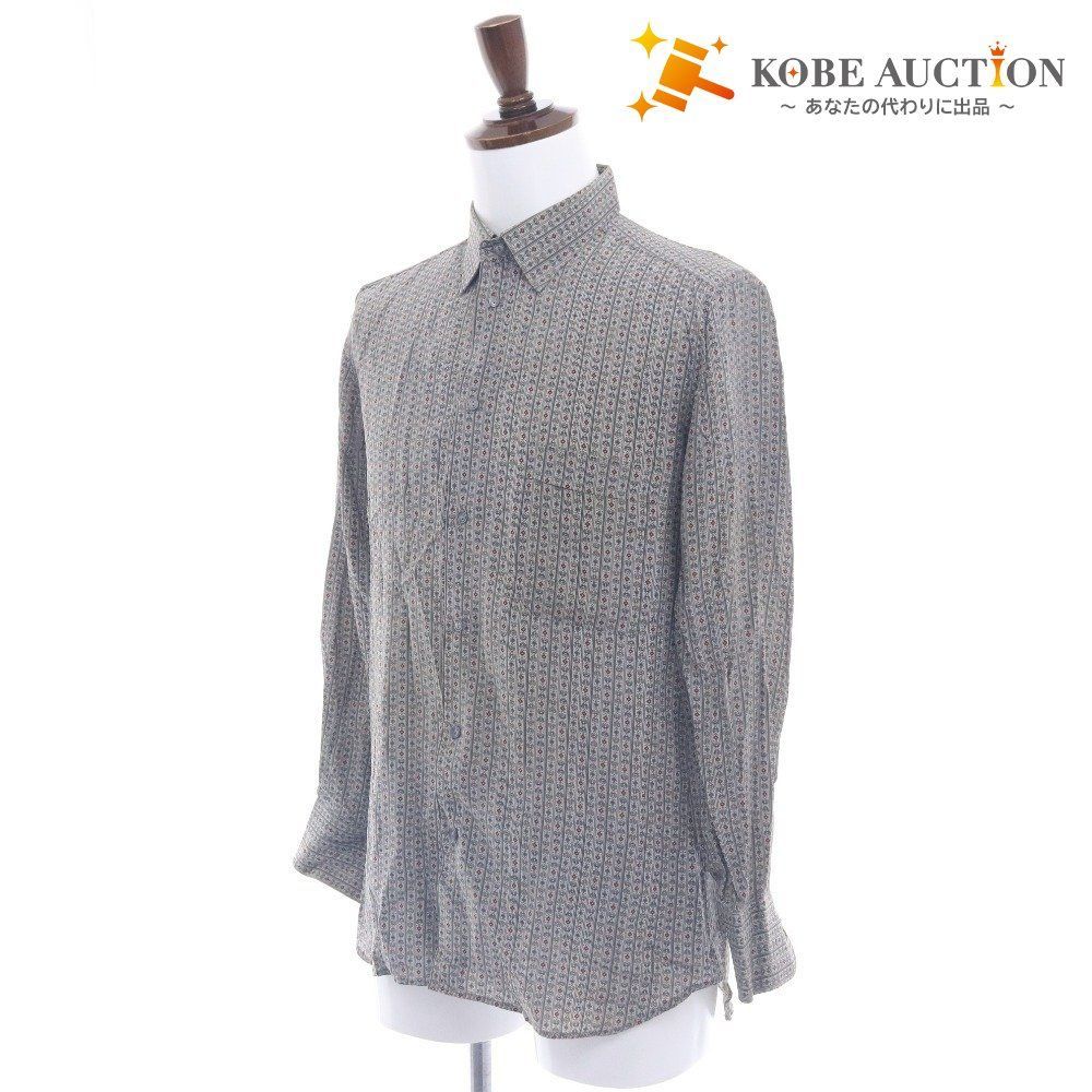 ジバンシィ シャツ 長袖 トップス ボタン 総柄 イタリア製 シルク100％ メンズ 39 グレー