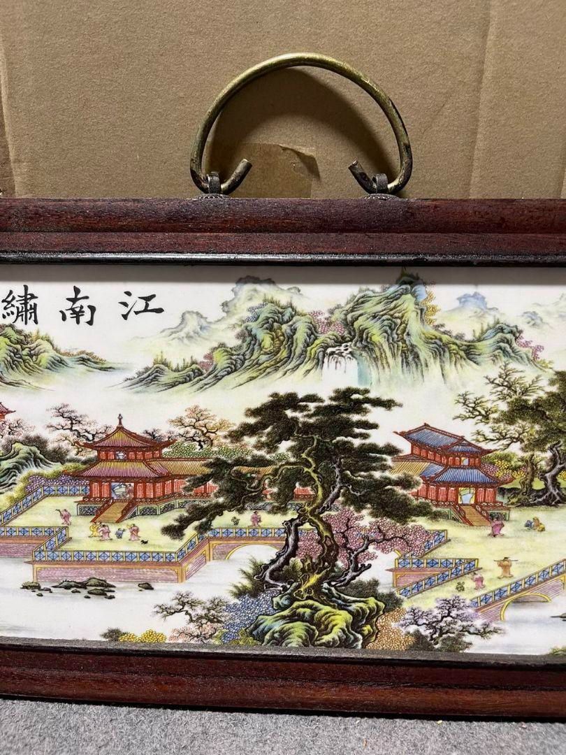 景徳鎮 陶板画 江南秀色 応接間 玄関 茶室 書斎 装飾品 工芸品 置物 景徳鎮 陶板画 江南秀色 応接間 玄関 茶室 書斎 装飾品 工芸品