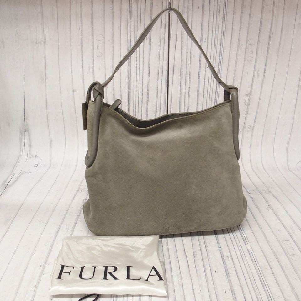 m001 F フルラ ワンショルダーバッグ スエードレザー グレー FURLA 