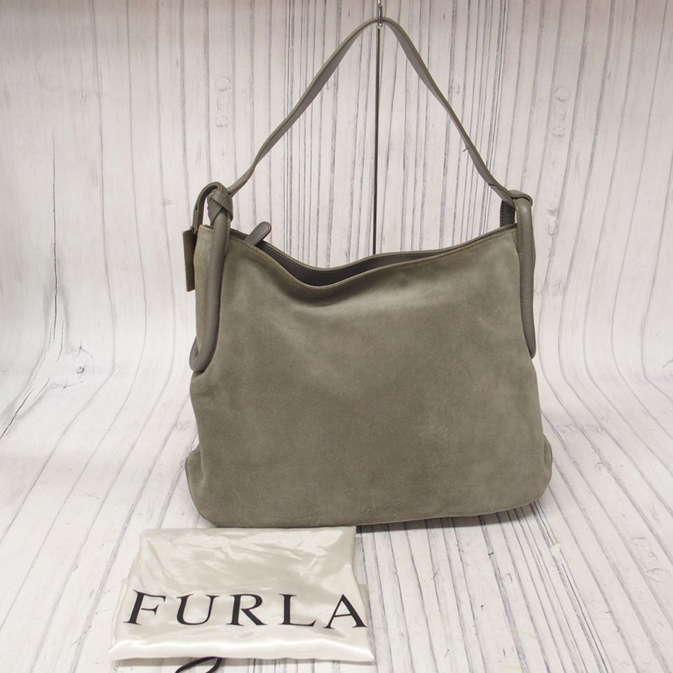 m001 F フルラ ワンショルダーバッグ スエードレザー グレー FURLA