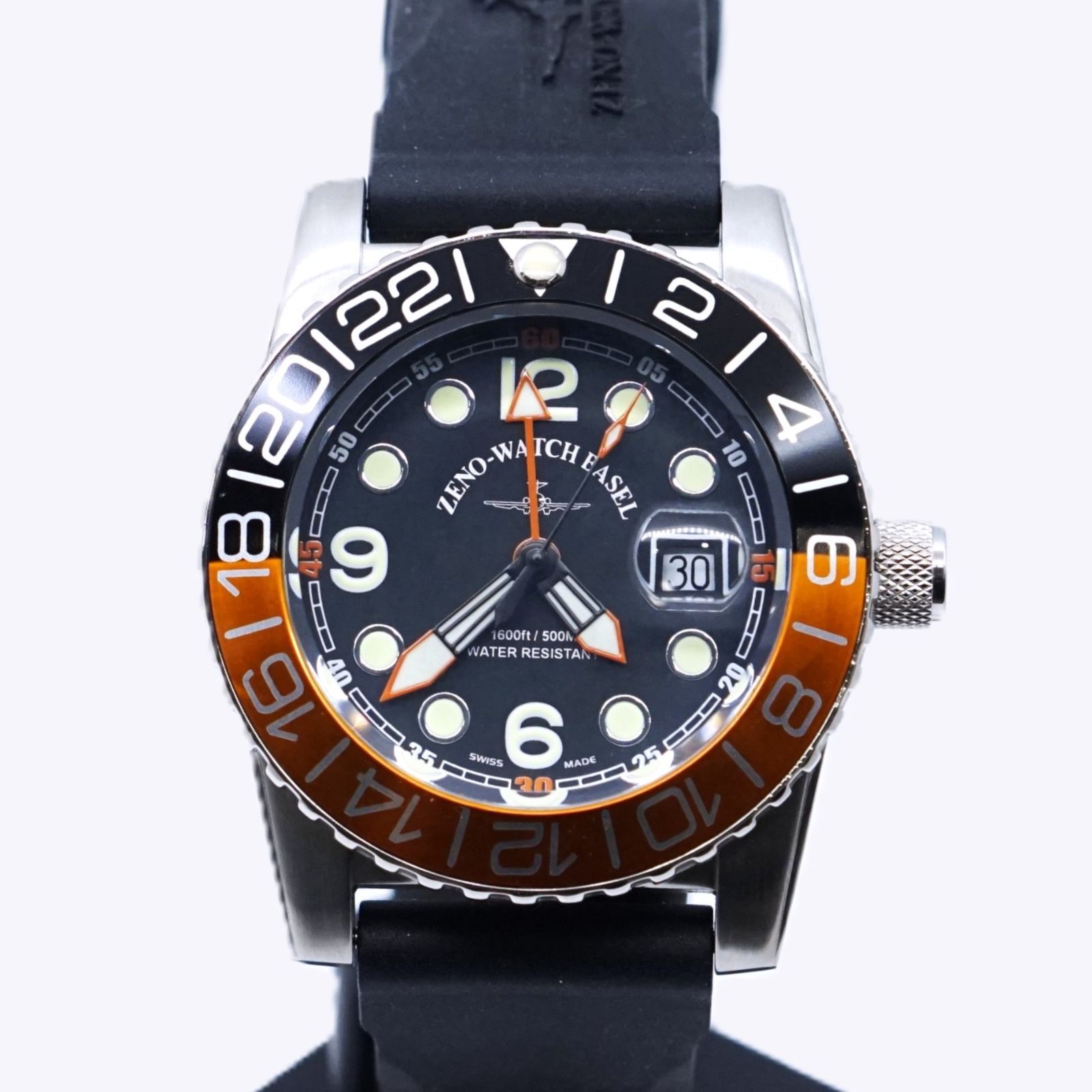 ZENO-WATCH BASEL ゼノウォッチ 6349Q-OR-L(BK×OR) パイロットウォッチ 