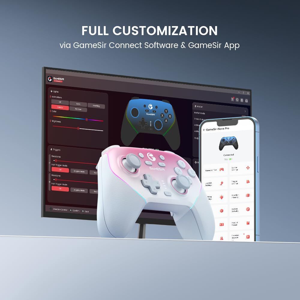 GameSir Super Nova PCゲームパッド 充電ドック付き PC Steam Switch IOS Android用ゲーミングコントローラー 無線 2.4Gワイヤレス対応 低遅延 steamコントローラー ホール効果ジョイスティック 1000 UP786_INFO
