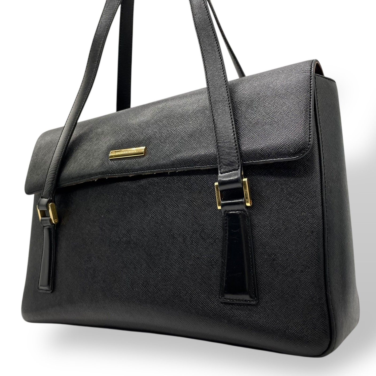美品 BURBERRY バーバリー ハンドバッグ トートバッグ 黒 ブラック 