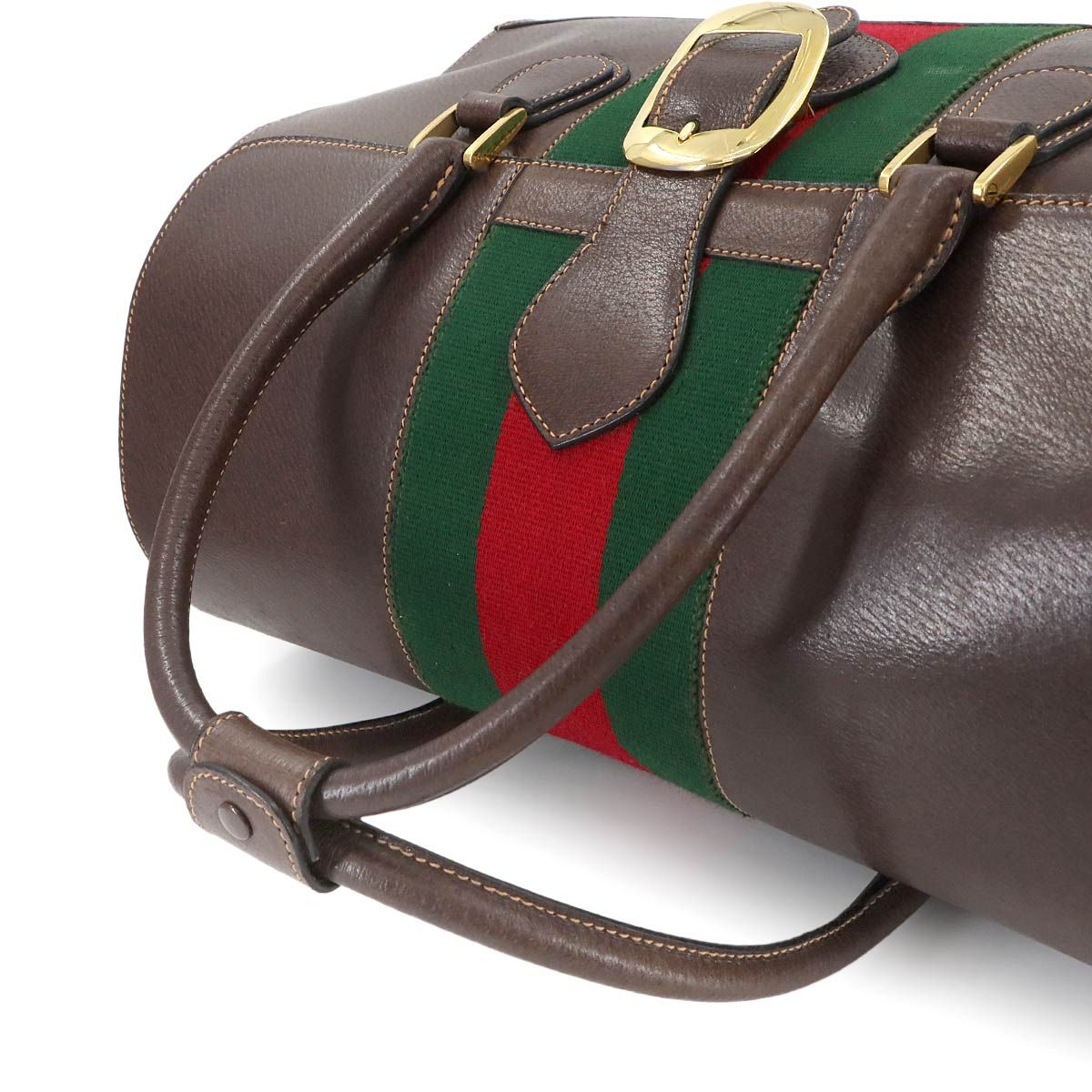 グッチ GUCCI シェリーライン ボストン バッグ レザー ブラウン