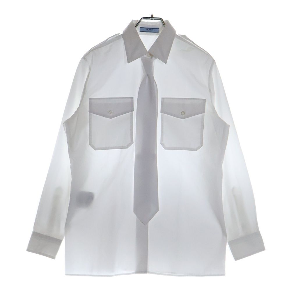PRADA (プラダ) 24SS ネクタイ付き ロングスリーブ 長袖シャツ