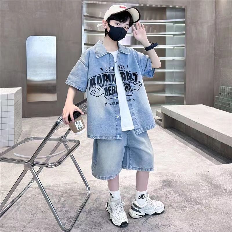 キッズ 子供服 セットアップ 上下セット デニム トップス+パンツ 2点