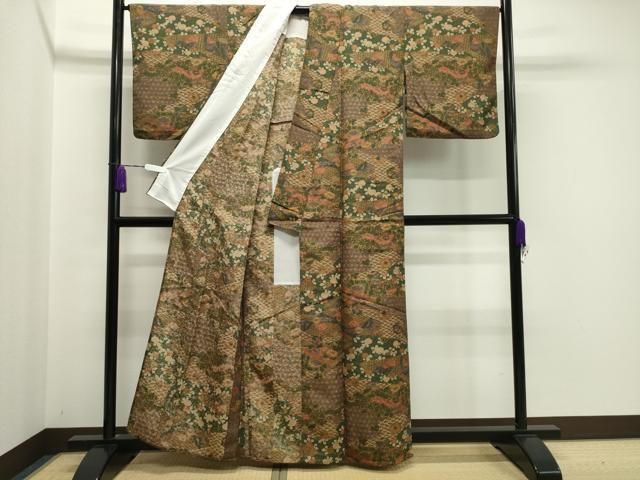 平和屋着物●風綺絽　小谷輝鱗　小紋　瓢箪　丹後ちりめん　反端付き　正絹　逸品　AAAX0340np 平和屋着物○風綺絽 小谷輝鱗 小紋 瓢箪 丹後ちりめん 反端