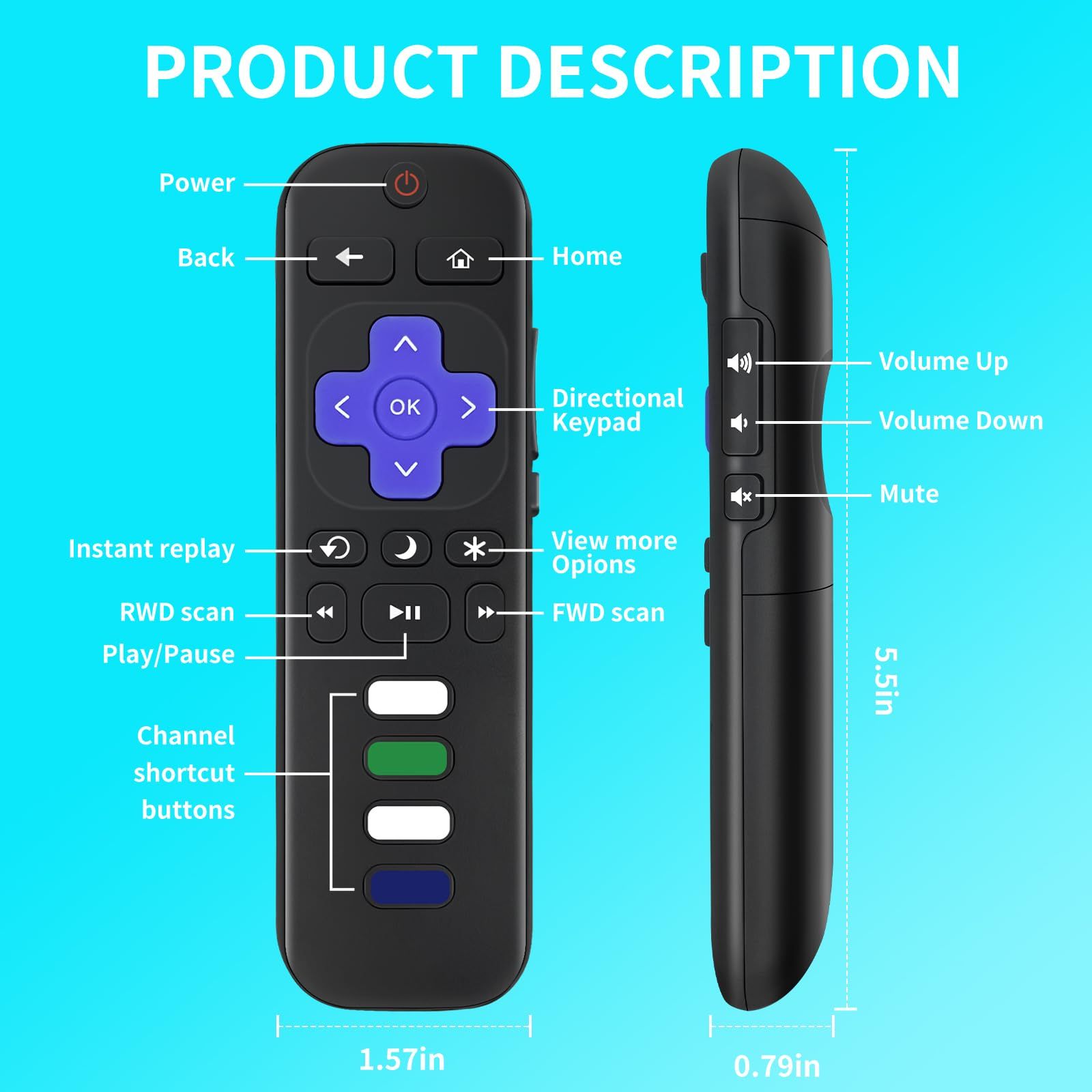 2個パック) 交換用リモコン Roku TV専用 TCL Roku/Hisense Roku/Onn Roku/Insignia  Roku/Element Roku/Westinghouse Roku/Hitachi Roku TV用 【Rokuスティック - メルカリ