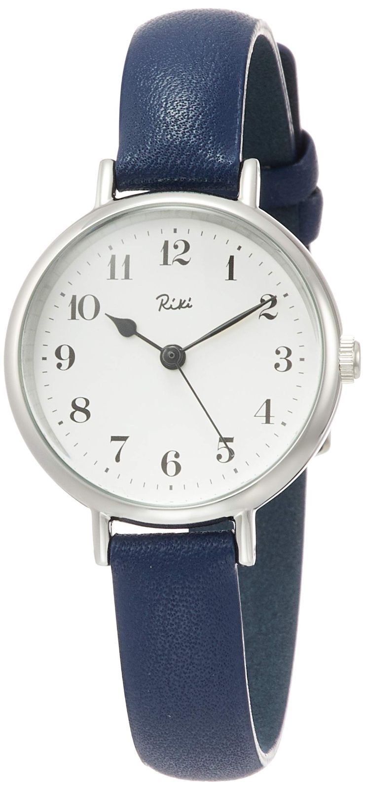 新着商品 腕時計 リキ マリン クロック アラビア数字デザイン ホワイト文字盤 カーブハードレックス セイコーウォッチ 鉄紺カーフ革バンド AKQK445 レディース ブルー