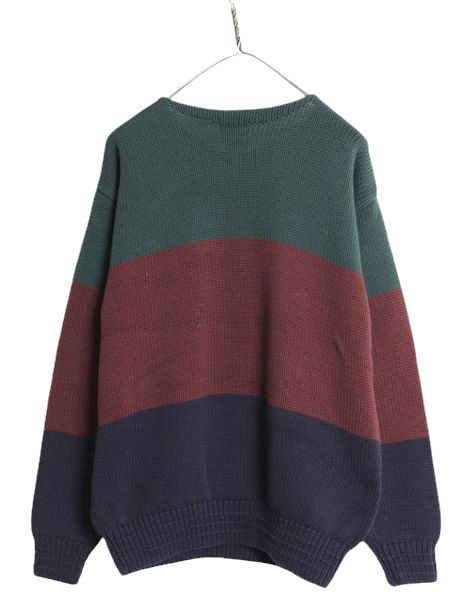 90s OLD GAP ボートネック コットン ニット セーター メンズ M / 紺タグ 90年代 オールド ギャップ リブ編み トリコロール ボーダー 無地