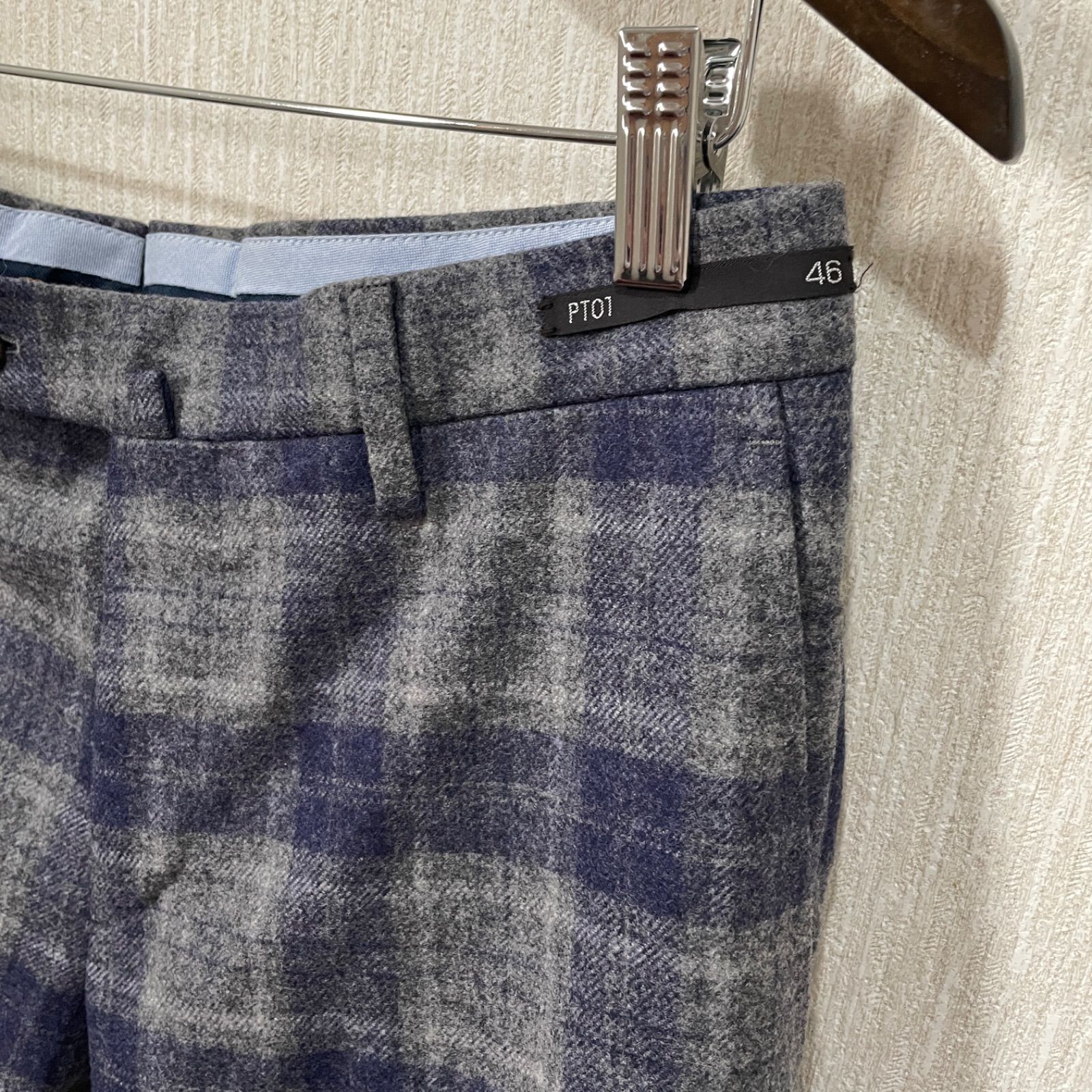 【美品】PT01 ウールスラックス 46 良】PT01 ピーティーゼロウーノ スラックス 46 パンツ