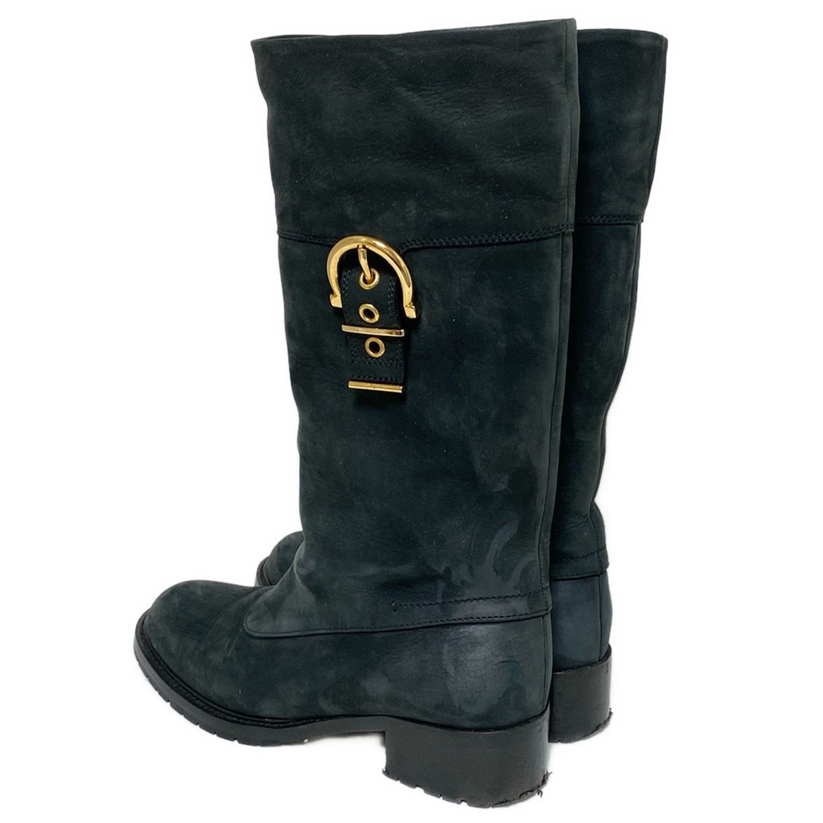 FERRAGAMO|SalvatoreFerragamo サルバトーレフェラガモ ブーツ 5 1|2 C レディース - ダークネイビー ガンチーニ KIN-KAAI_COM