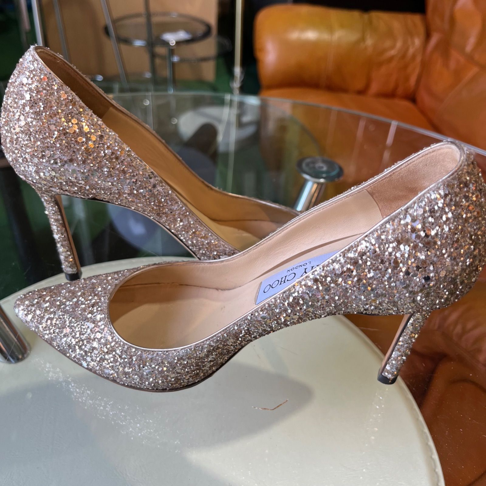 JIMMY CHOO ジミーチュウ ROMY100 グリッターパンプス ピンク JIMMY CHOO ジミーチュウ ROMY100 グリッターパンプス ピンク