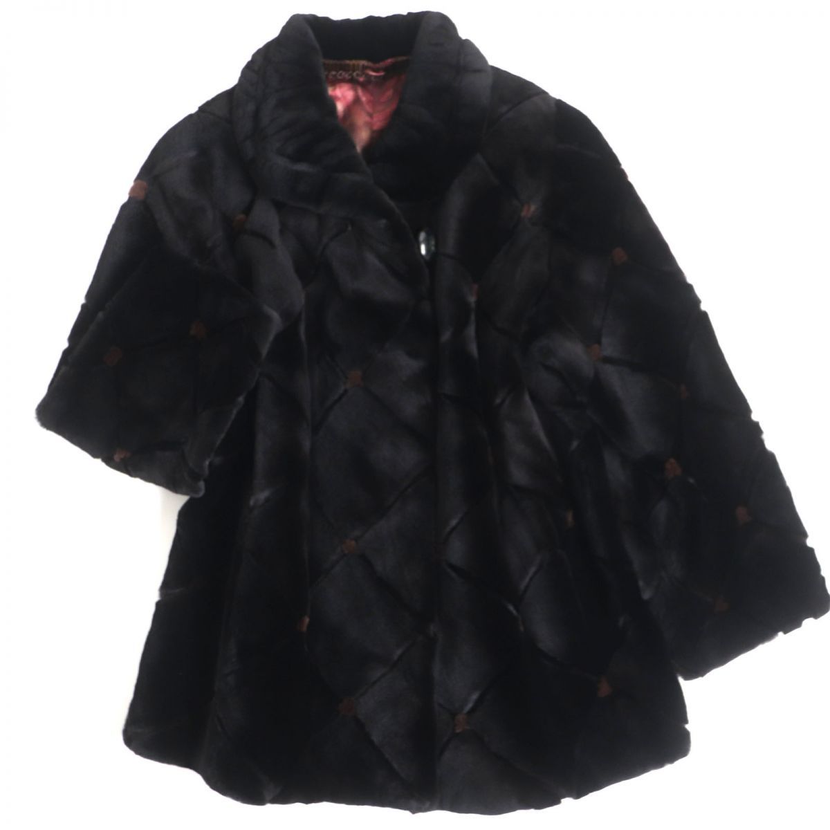 美品▽MINK シェアードミンク 本毛皮セミロングコート ダークブラウン