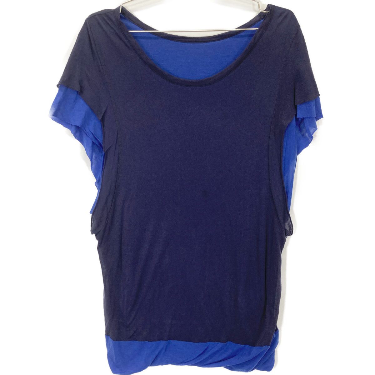 Y s ワイズ YG-T 04-260 ﾈｲﾋﾞｰ×ﾌﾞﾙｰ ﾚｲﾔｰﾄﾞﾉｰｽﾘｰﾌﾞｶｯﾄｿｰ 2