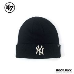 1.NYブラック×ホワイト 47' ニット帽 フォーティーセブン ニットキャップ MLB  NY LA メンズ レディース ニットキャップ 野球 応援 大谷 ファングッズ