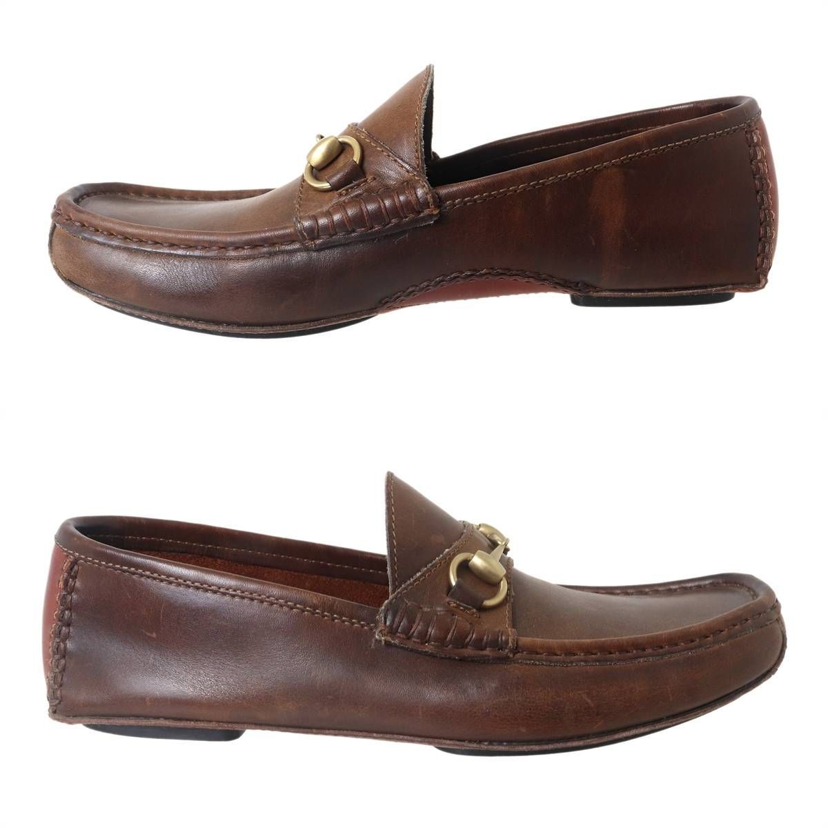 GUCCI グッチ ホースビット レザー ローファー メンズ ブラウン