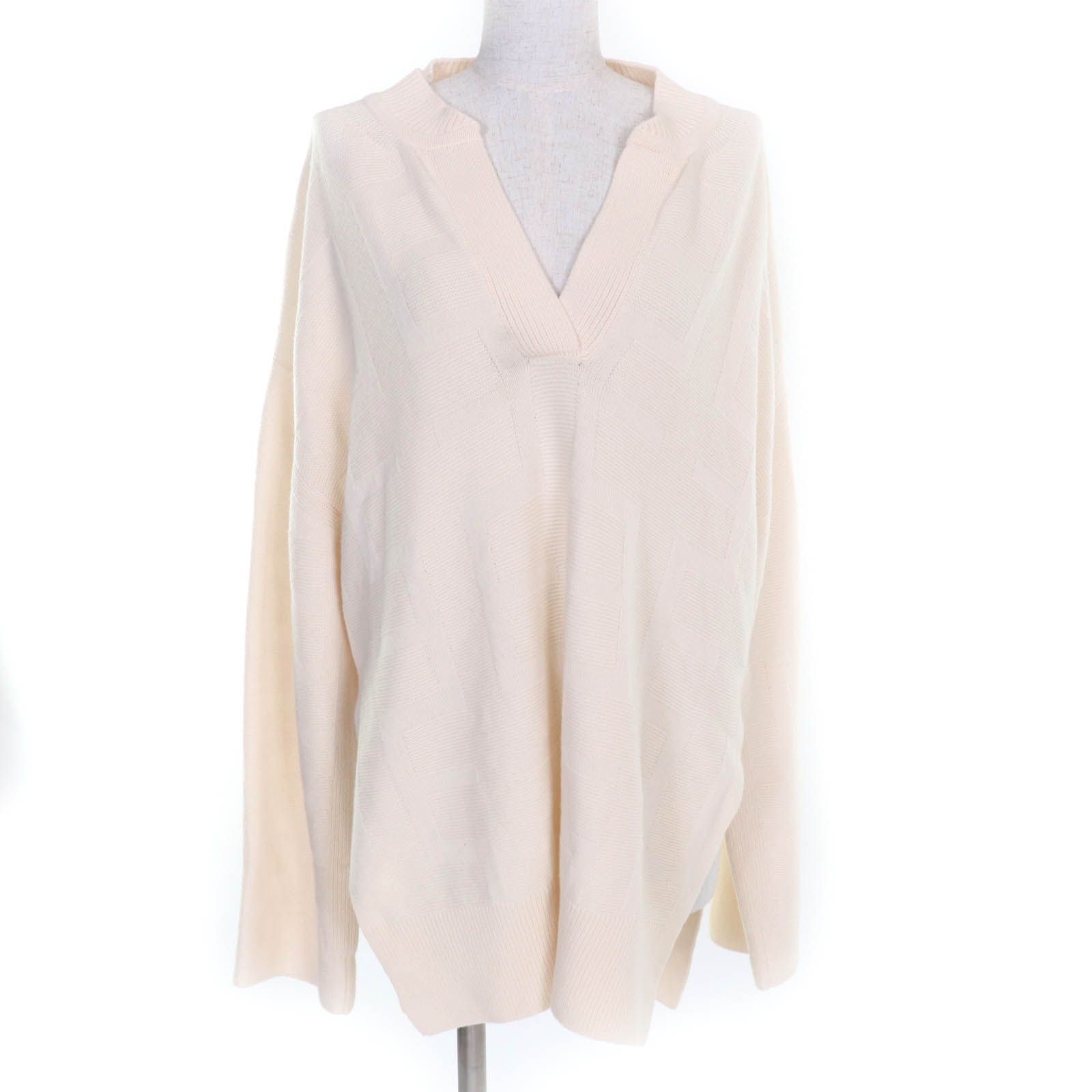 HERMES エルメス 22AW 2H2623DA ウール100％ Hジャガード スキッパー ニットチュニック アイボリー 38 イタリア製 正規品 レディース