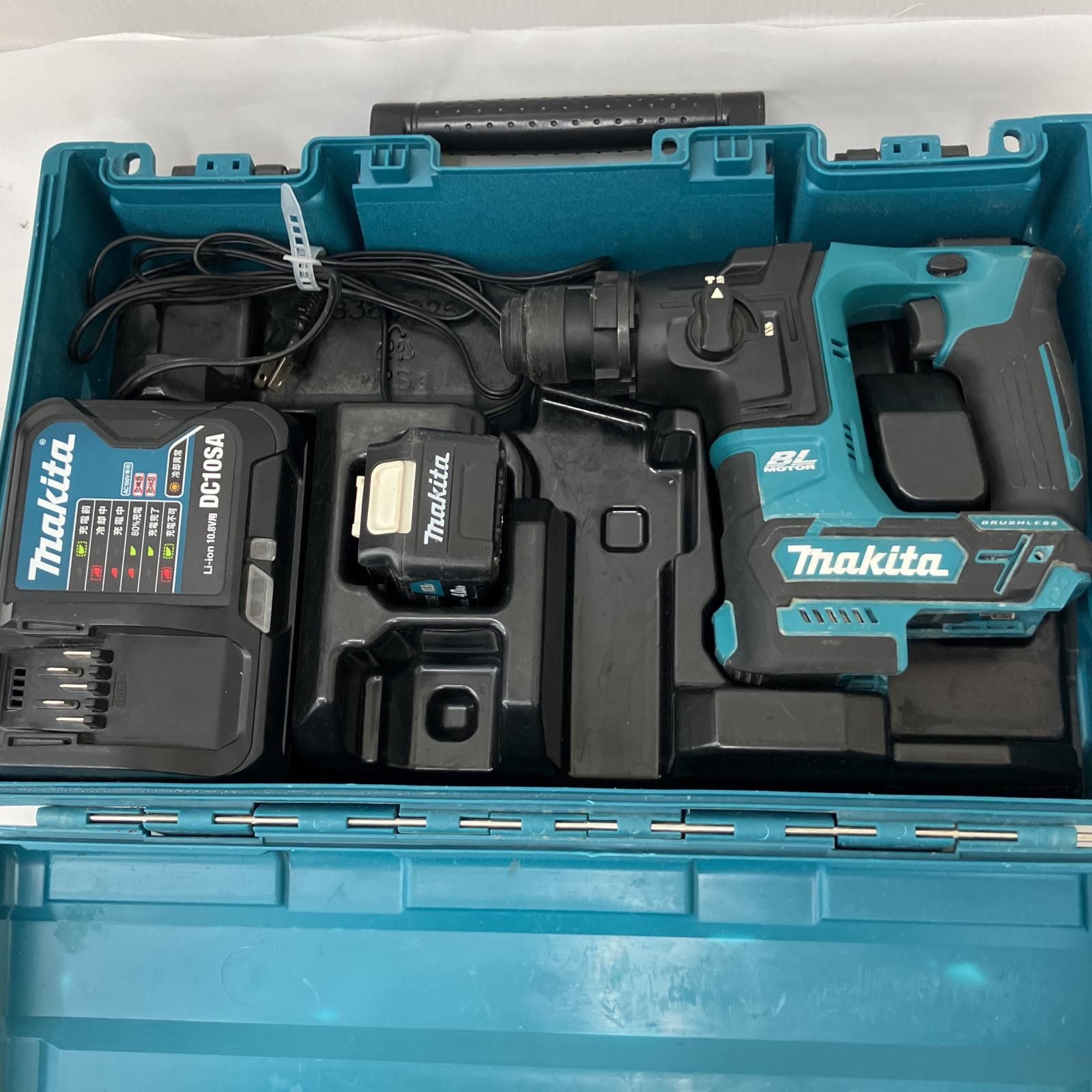 △△MAKITA マキタ 10.8V 16mm 充電式ハンマドリル SDSプラス 充電器 充電池1個 ケース付 HR166D ブルー