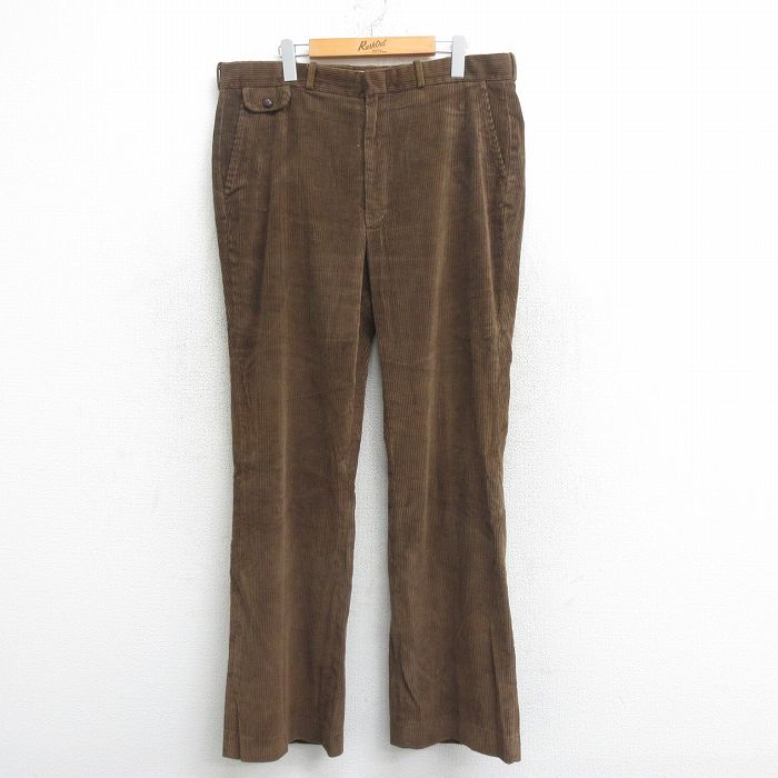 W37/古着 FARAH コーデュロイ パンツ メンズ 80s 太畝 茶 ブラウン 24sep25 中古 ボトムス ロング
