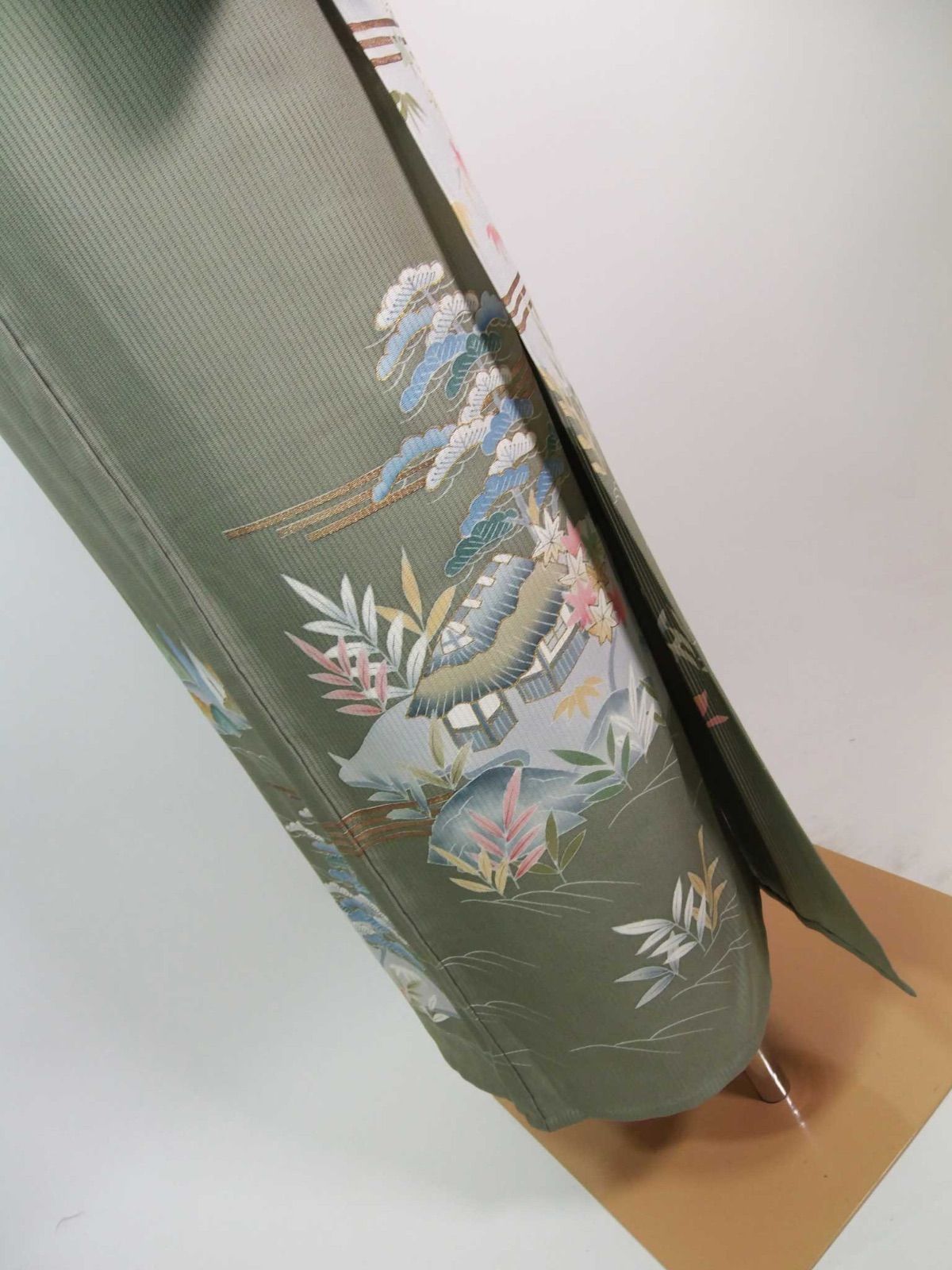 極美品 夏着物 縦絽 色留袖 一つ紋 丸に木瓜紋 茶屋辻文様 正絹