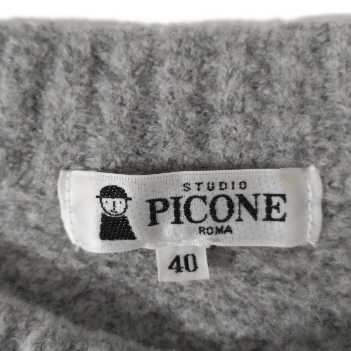 【美品】PICONE ピコーネ カシミア混　ニットセーター グレー 38 PICONE(ピッコーネ) 長袖セーター サイズ40 M レディース