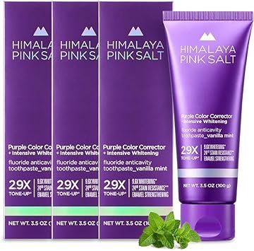 【在庫処分】HIMALAYA PINKSALT パープルカラーコレクターホワイトニング歯磨き粉、フッ素歯磨き粉、トーンアップ歯磨き粉、歯石除去、プラーク除去、ホワイトニング用パープル歯磨き粉、バ