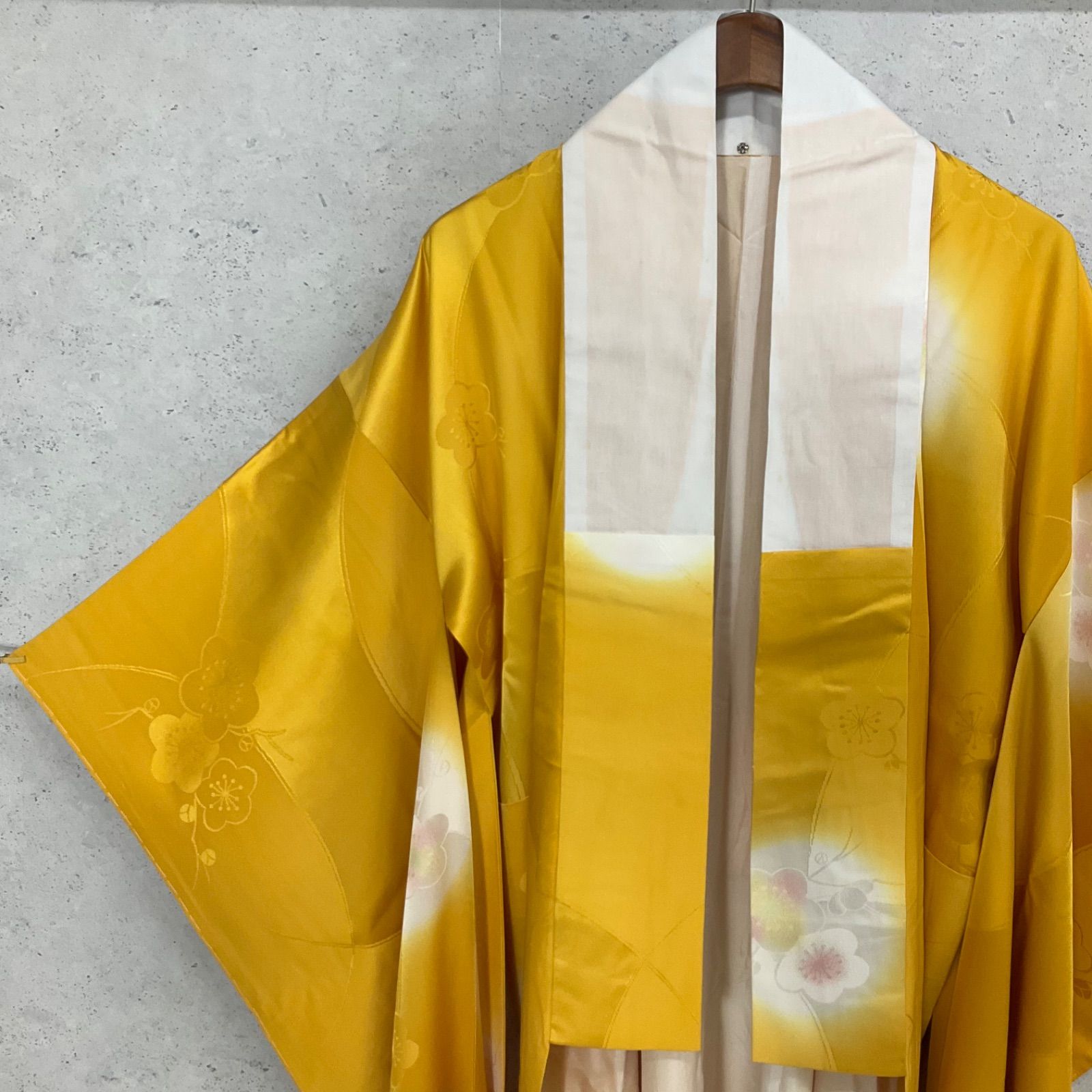 ◆kimono+one◆美品◆振袖長襦袢◆袷◆正絹◆袖無双◆広衿◆仕付け糸付き◆裄64.5袖幅32.5袖丈105◆着物帯振袖袋帯礼装成人式結婚式振袖襦袢◆S1155