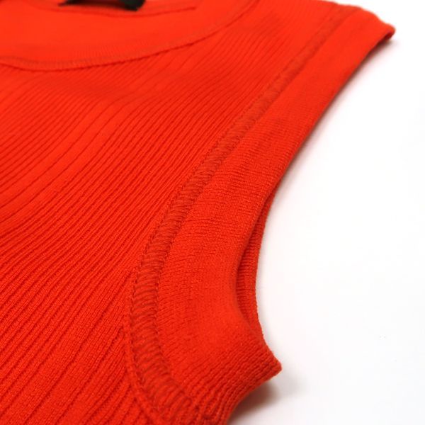 【美品】drawer✴︎ノースリーブニット Drawer ノースリーブ リブニット 6517-299-0644 タイト 赤系 美