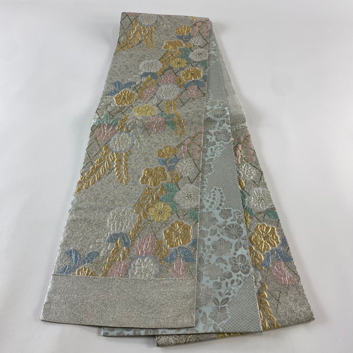 袋帯 秀品 草花 光悦垣 金糸 箔 銀色 六通 正絹 【中古】 - メルカリ