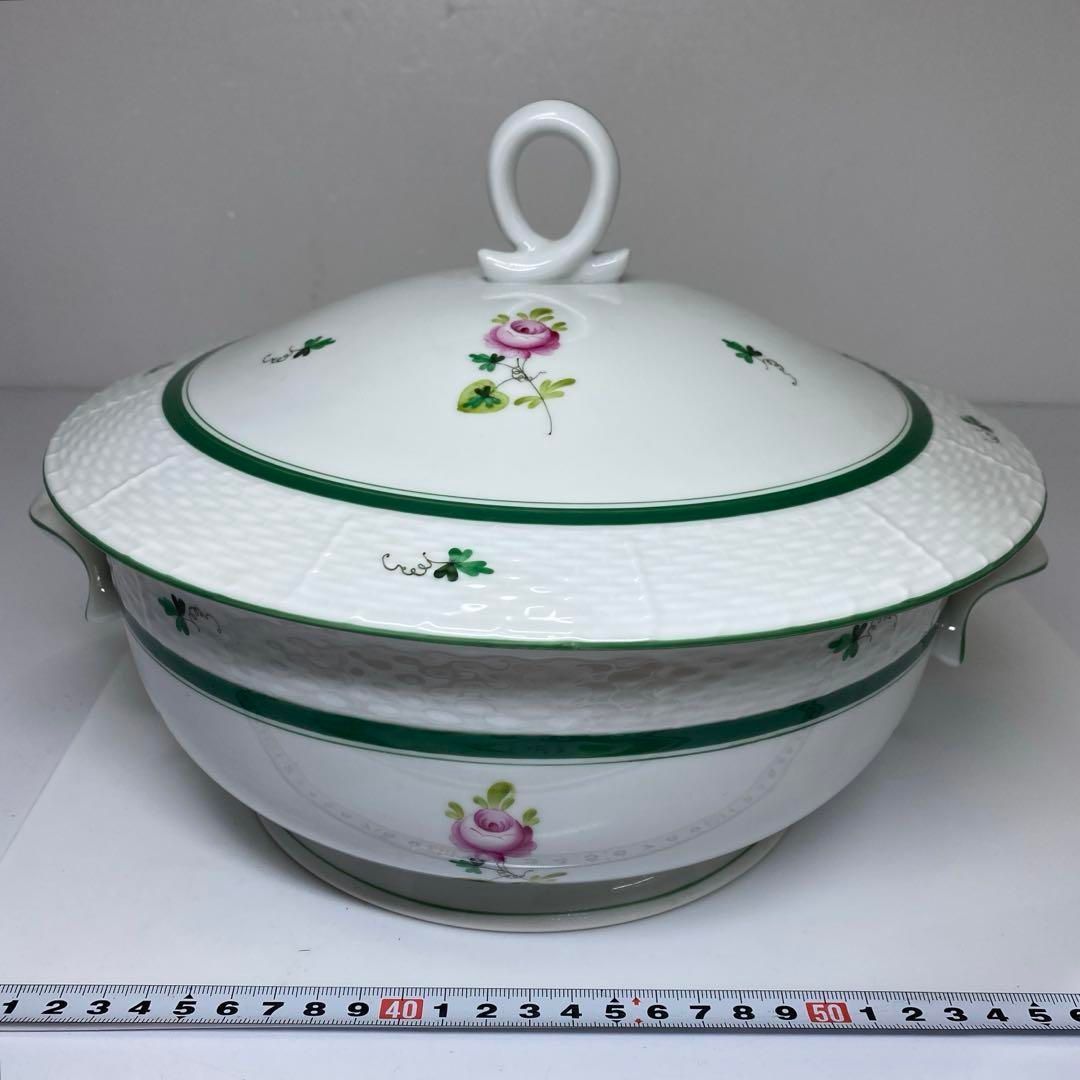 洋3 ヘレンド ウィーンのバラ 特大チュリーン 幅約30㎝ 東さ6-1216④