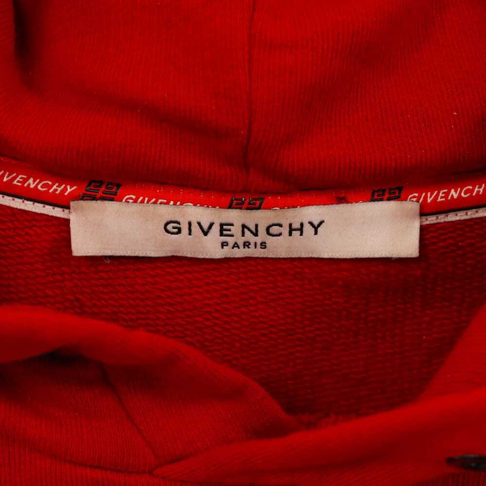 GIVENCHY (ジバンシィ) 19AW ロゴプリントデザイン スウェットパーカー BM700R30AF レッド - メルカリ