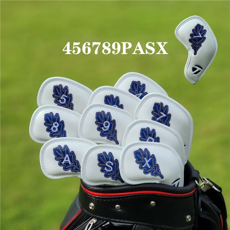 TaylorMade ゴルフ クラブ カバー アイアンセット ゴルフヘッド 保護カバー 白青 10点セット