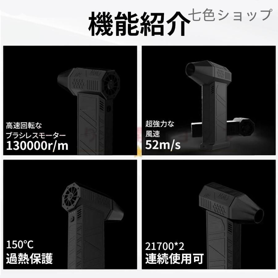 YOIIYO エアダスター 電動エアダスター ブロワー 洗車 最大風速60m/s 無段階風量調整 超強力 高速回転 4000mAh USB Type-C充電式 小型 3
