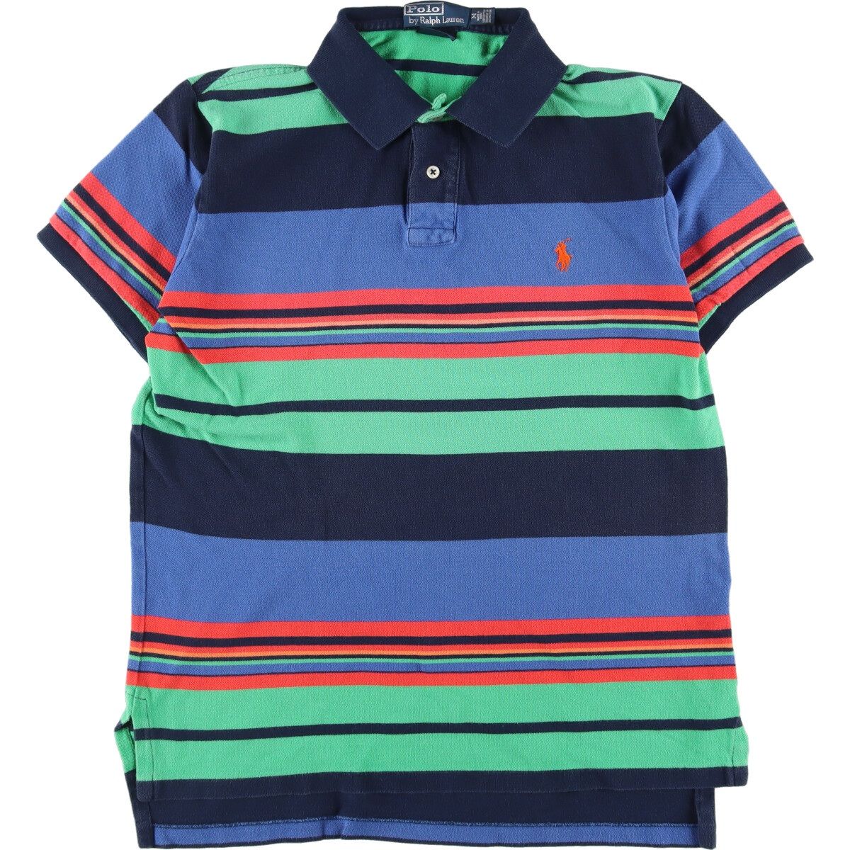 古着 ラルフローレン Ralph Lauren POLO by Ralph Lauren CUSTOM FIT マルチボーダー 半袖 ボーダー ポロシャツ メンズM/eaa334883